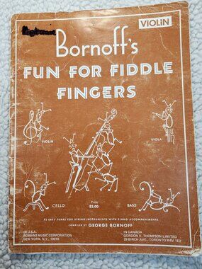Bornoff's Fun For Fiddle Fingers Violin Songbook George Bornoff Easy Tunes 1948